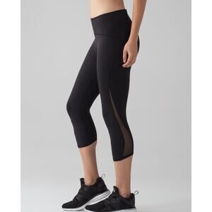 Lululemon Leggings Womens 4 Black Train Times Crop 17" Mesh Details